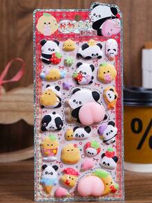 MINKOJA 3D Cute Animal Panda, Rabbit And Cat Paw Foam Sticker, Decompression Sticker, Decorative Sticker For Water Bottle, Keyboard, Table, Rewards For Kids, 3D Scrapbook Sticker Toy - Multicolor - View 10