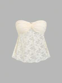 Sweetra Top a fascia con balze in pizzo floreale da donna - Multicolore - Visualizzare 3