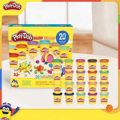 Hasbro 20色1.13公斤软陶泥套装，色彩鲜艳，彩虹色，易于塑形，可重复使用，DIY艺术材料，创意课堂活动用品，礼品之选