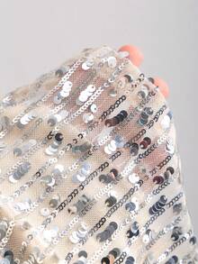 Sweetra Fashionable Sequin Embroidered Tie-Up Slimming Skirt, Chic Party Attention-Grabbing Design, Versatile Summer New Arrival - Silver - View 7