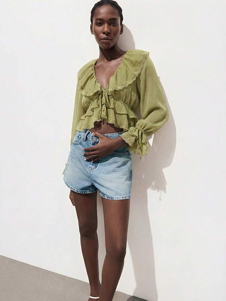 SHEIN Maija MAIJA Beach Cutout Backless Halter Neck Flowy Blouse