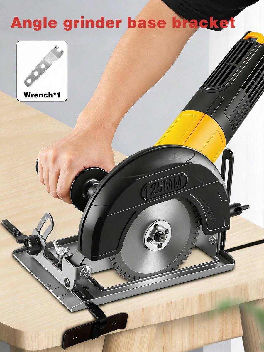 手持式角磨机转换器，深度可调式磨机支架，可改装成切割木工台工具 - 黑色 - 查看 1