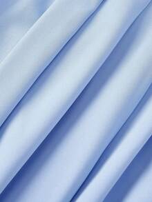 SHEIN MOD 蓝色泡泡袖V领茶歇裙——适合约会、派对、女士春夏装、春假、度假、野餐、节日、生日等场合。 - 藍色 - 查看 5