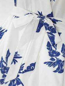 Franclia Đầm maxi dài màu xanh hoa văn, kiểu Pháp, giản dị, tối giản, cổ chữ V, không tay, có thắt lưng, ôm dáng, dành cho nữ, thích hợp mặc mùa hè. - trắng - Xem 6