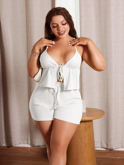 Lupita Cardoza Nuevo conjunto de mujer para vacaciones con top texturizado de punto verde ajustable + pantalones con dobladillo con volantes, adecuado para tomar el té por la tarde, ropa de calle, vacaciones, capas para todas las estaciones, fiestas, festivales de música, Pascua, estilo de vacaciones, casual, bohemio, occidental, festival de música, campo, brunch, playa, aeropuerto, holgado, hombros descubiertos, vestido de tirantes, graduación, conjunto de 2 piezas, vestido deslizante, atuendo de boda para mujer, conjuntos de verano de mujer, conjuntos de verano blancos de 2 piezas, conjuntos de verano de mujer