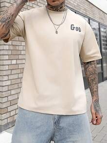 Artur Kramer ONE WAVE 男士休闲百搭简约英文标语印花短袖T恤 - 杏色 - 查看 3