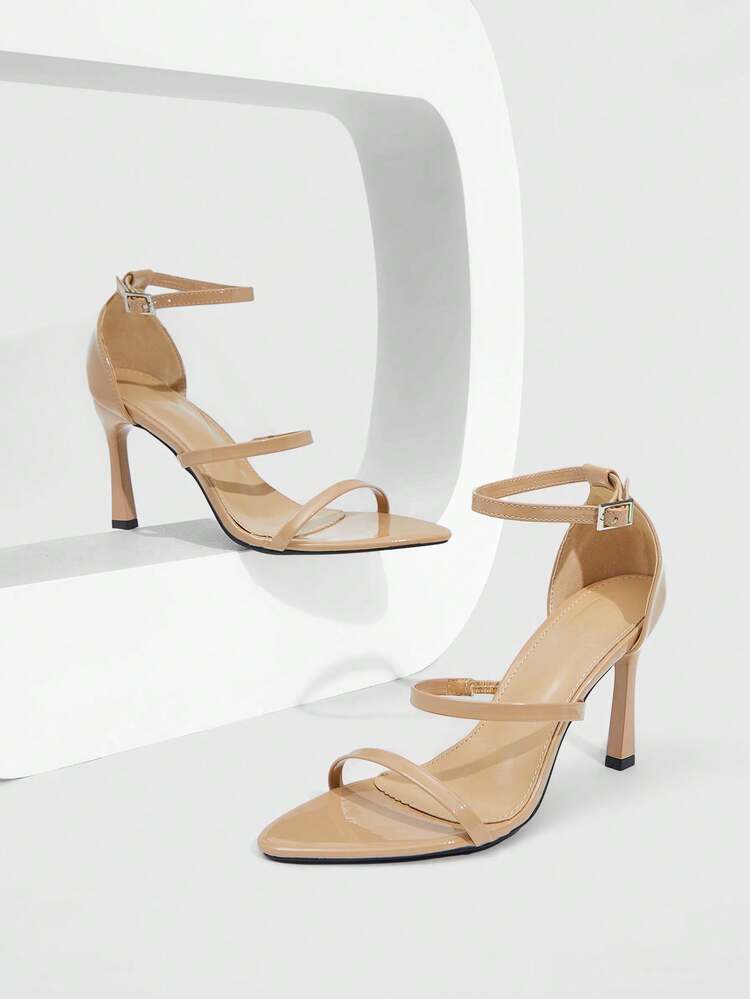 CUCCOO SZL Women's Fashion Black Pointed Toe Buckle Design High Heel Sandals For Christmas
