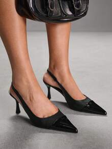 CUCCOO SZL Damskor med spetsiga tåspännen och moderna höga klackar, mångsidiga för dagligt bruk - Grafit Svart - Visa 9