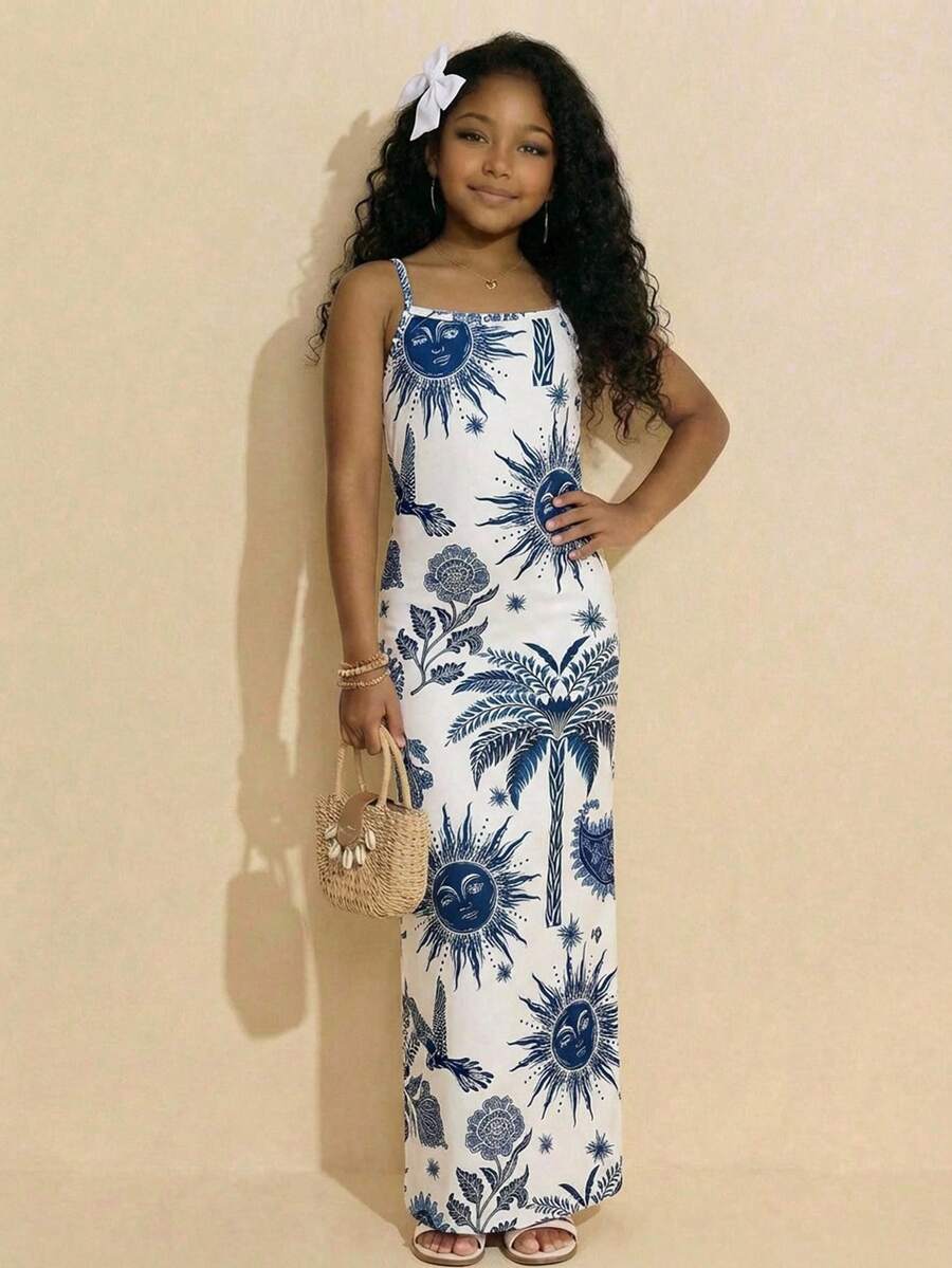 Travachic KIDS Tween Girls' Summer Vacation Casual Knit Floral Print Camisole Dress - Multicolor - View 1