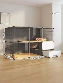 1个猫笼，小型公寓猫屋，猫窝，猫砂盆，厕所一体式，节省空间 - 彩色 - 查看 11