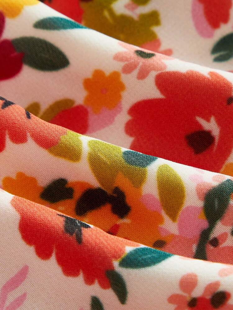 Floral Print Smock Cami Top With Tie Back Detail Spring Summer Resort