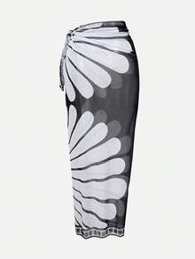 Swim Oasis 女士度假印花露肩连体泳衣，带罩衫和裙子 - 彩色 - 查看 8