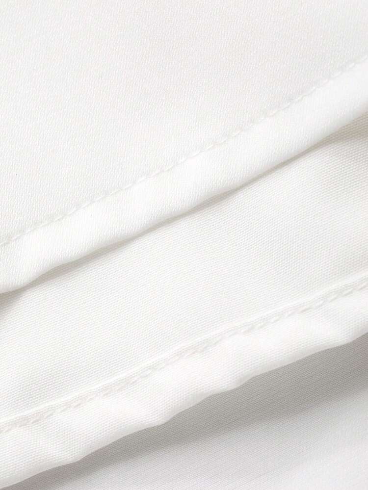 Women's Elegant Textured Splice V-Neck Petal Sleeve White Mid-Length Dress, Spring/Summer, Wedding Guest Dress Women Dress Sundress