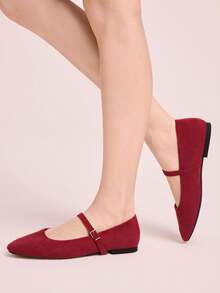 CUCCOO DOLLMOD Women's Casual Versatile Commute Simple Flats For Christmas Spring Shoes - Red. - View 5