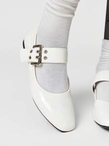 ROMWE Grunge Punk Zapatos planos para mujer - Blanco - Ver 3