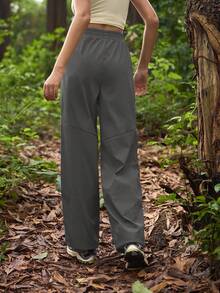 In My Nature Women's Elastic Waist Pockets Waterproof Loose Outdoor Pants - Grey - View 4