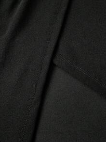 SHEIN MOD Plus Size Women Pleated Solid Color Split Hem Elegant Skirt - Black - View 4