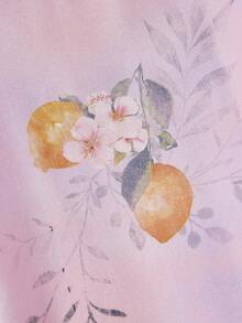 SHEIN MOD 大码优雅花卉水果印花无袖连衣裙，夏季 - 彩色 - 查看 3