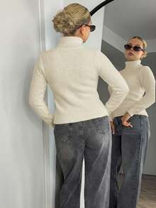 Bethéva 高领保暖内衬厚毛衣，修身保暖内衣，秋冬新品 - 米色 - 查看 2