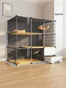 1个猫笼，小型公寓猫屋，猫窝，猫砂盆，厕所一体式，节省空间 - 彩色 - 查看 10