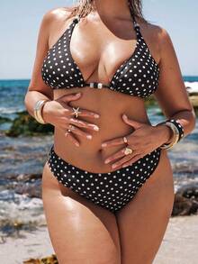 SHEIN BAE Bộ bikini cỡ lớn in chấm bi, thích hợp cho kỳ nghỉ và đi biển. - Nhiều màu - Xem 7