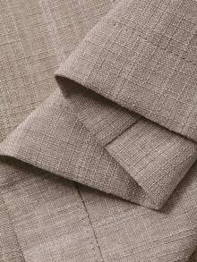 Livesso 春夏宽松商务休闲度假风时尚办公装条纹收腰V领上衣搭配阔腿休闲裤两件套女装 - 駝色 - 查看 6