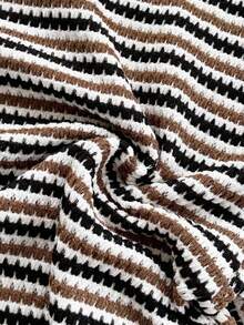 Soleia Women's Vacation Striped Twist Design Casual Spaghetti Strap Mid-Length Dress - Coffee - View 6