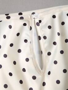 Sweetra Retro Elegant Romantic Sexy Slimming Polka Dot Print Tie Bow Sleeveless Romper - Black and White - View 3