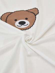 Loomlin Women Cotton Bear Printed Regular Home Wear Set - Beige - View 7