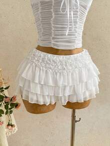 Soleia Chân váy xếp ly nhiều tầng bằng vải chiffon lãng mạn dành cho nữ, thích hợp cho kỳ nghỉ biển, bờ biển, gợi cảm, hẹn hò, khu nghỉ dưỡng bãi biển. - trắng - Xem 6