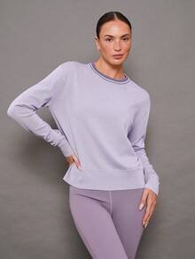 Activina Women's Casual Versatile Round Neck Long Sleeve Knit Sweater For Daily Wear - Purple - View 7