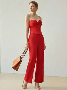 MOTF PREMIUM ÁO CROP TOP KHÔNG DÂY THANH LỊCH - Đỏ - Xem 5