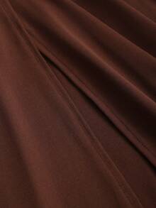 Sweetra 女士金属装饰露背连衣裙 - 咖啡棕 - 查看 4