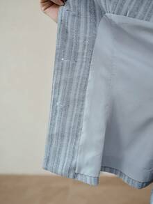 MOTF PREMIUM WOMEN'S ELEGANT BUTTON UP ALL OVER PRINT DENIM JACKET - Blue - View 7