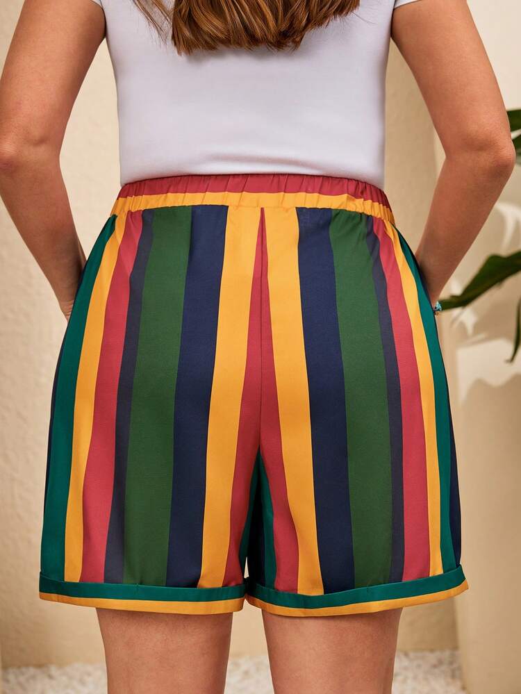 Plus Size Women Striped Drawstring Waist Loose Pocket Shorts, Summer Outfit For Women,Spring Outfit Women,Vacation Outfits Women,Country Concert Outfit,Summer Holiday Outfits Women Summer Outfits Women Casual Outfits Women Vacation Outfit Sets Women Spring Outfit Women's Summer Outfits Short Outfits For Women Casual Summer Outfits Women Retro Outfit For Women 70s Zante Holiday Outfit