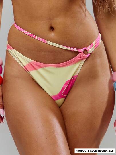 Musera Resort Beaded Detail Print Cut Out Bikini Bottoms Only Swim Vacation Holiday Summer Travel Beachwear Casa Calypso