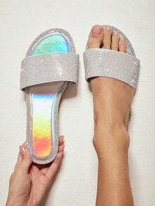 SHUZIA Giày sandal đế bằng cho nữ, thích hợp cho kỳ nghỉ hè, giày mùa xuân, giày đi nghỉ lễ Phục sinh, giày casual, giày đi biển, quà tặng Ngày của Mẹ, quà Giáng sinh. - Bạc - Xem 2