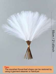 5-50 piezas Pasto pampa artificial blanco, plantas falsas esponjosas y altas de juncos para decoración de boda bohemia, fiesta, jarrón del hogar, manualidades y fotografía - Blanco - Ver 7