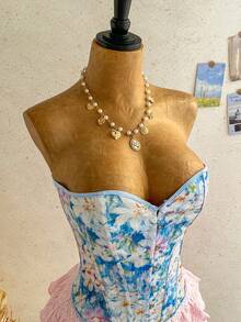 Soleia Summer Holiday Outfits Carnival Women Birthday Outfits For Women Holiday Outfits For Women Casual Blouses For Women  Women's Floral Jacquard Front Button Shaping Camisole Top - Multicolor - View 3