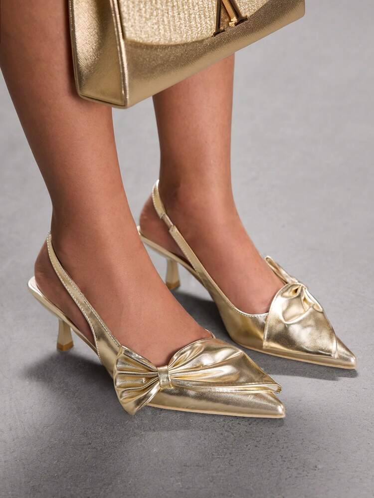 CUCCOO SZL Women's Fashionable And Elegant Commuter Pointed Pumps With Bow Decoration Spring Shoes