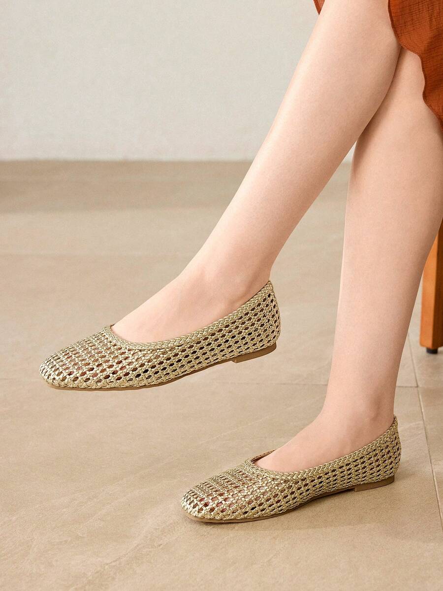 MOTF GIÀY BỆT NỮ MŨI VUÔNG - Vàng - Xem 2