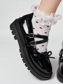 ROMWE Kawaii Women Wedges & Flatform - Black shiny leather - View 3