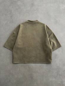 SWAVVY Men's Casual Loose Fit Short Sleeve T-Shirt With Graphic Design, Versatile - Olive Green - View 5