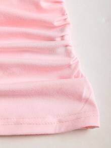 Sweetra Sexy Halter Neck Solid Color Metal Decor Fitted Crop Top, Chic And Stylish For Women - Pink - View 3