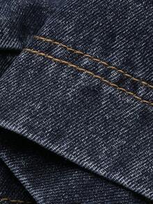 Livesso 女士休闲牛仔套装，不对称下摆翻领上衣和裤子 - 藍色 - 查看 7