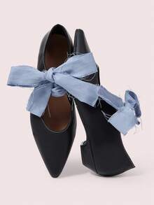 CUCCOO DOLLMOD Sepatu Flat Kasual Serbaguna Ujung Lancip Wanita Sepatu Musim Semi - Hitam - View 2
