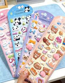 POKOJA LAND 3D Soft Cute Children's Cartoon Stickers Squeeze Animals Adorable Stereo Bubble Decals, A Great Gift For Kids, Girlfriends, For Notebook Decoration, And DIY Crafts. - Multicolor - View 8