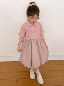 Dazy Kids Young Girl Color Block Ruffle Casual Everyday Party Dress Summer - Pink - View 1