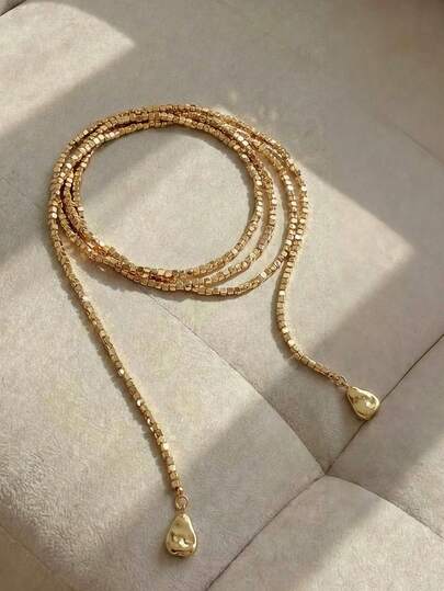 Resyla 1 件嘻哈不对称人造珍珠串珠链项链，适合女士日常佩戴、派对、度假，可作为秋冬季珠宝礼物