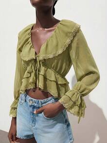 Maija Áo thun crop top ôm dáng, trang trí đinh tán và khoen, kiểu dáng tối giản, thanh lịch dành cho nữ, thích hợp cho mùa xuân/hè. - Màu tím - Xem 4